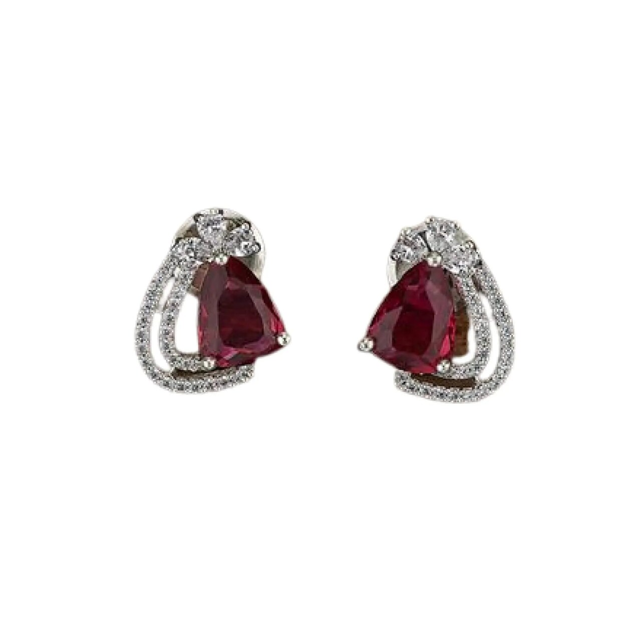 Stud Earrings for Women - Rhodium Plated Small Earrings American Cz Diamond Dangle Earrings Bollywood Stlye Faux Pearl Small Tops with Safety Stopper - Birthday Gift for Her